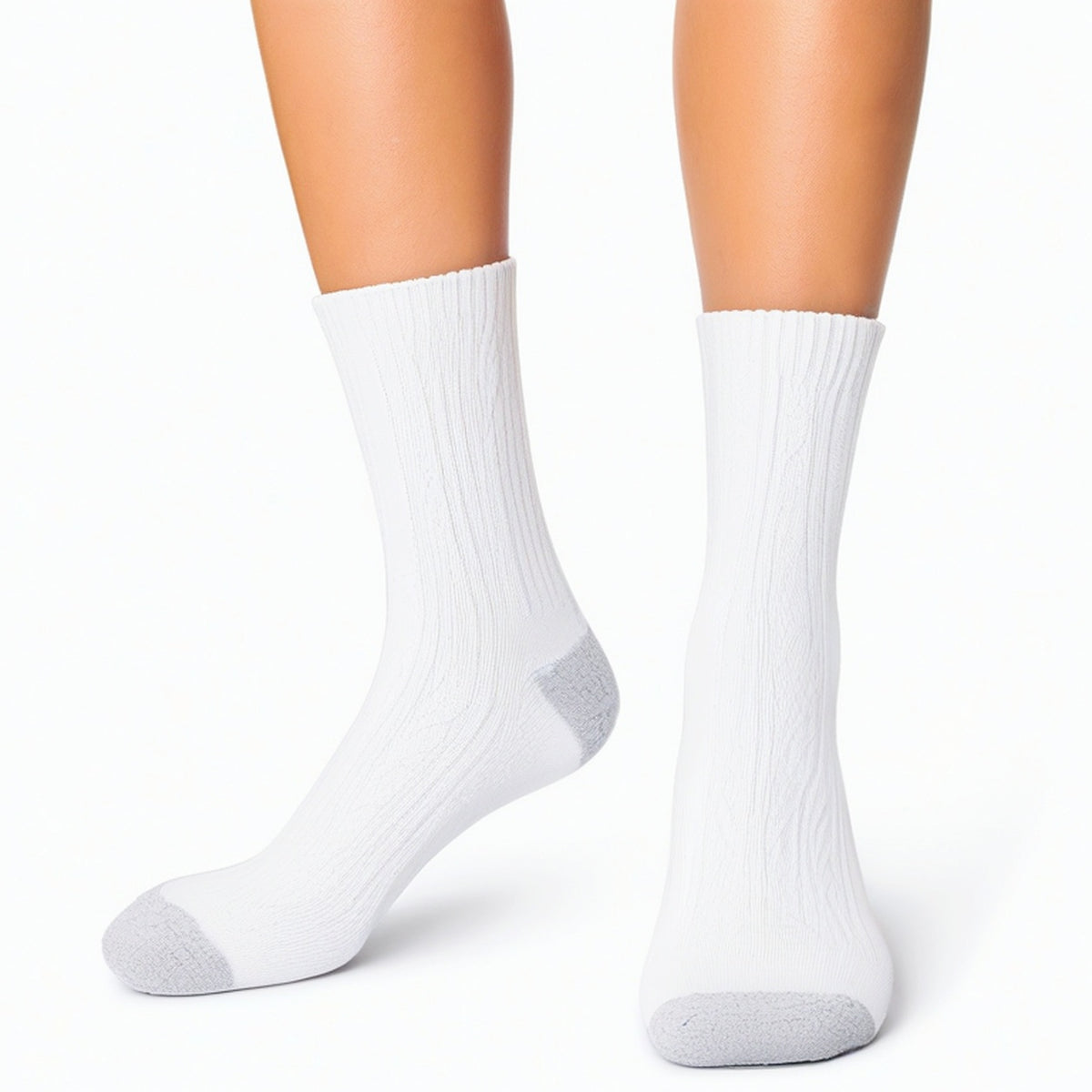 Calcetines de canalé talla 35-38 blancos y grises de punto para uso diario