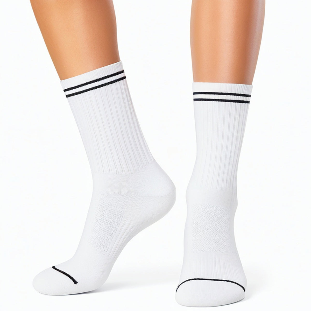 Calcetines deportivos 35-38 de punto blanco y negro de caña media