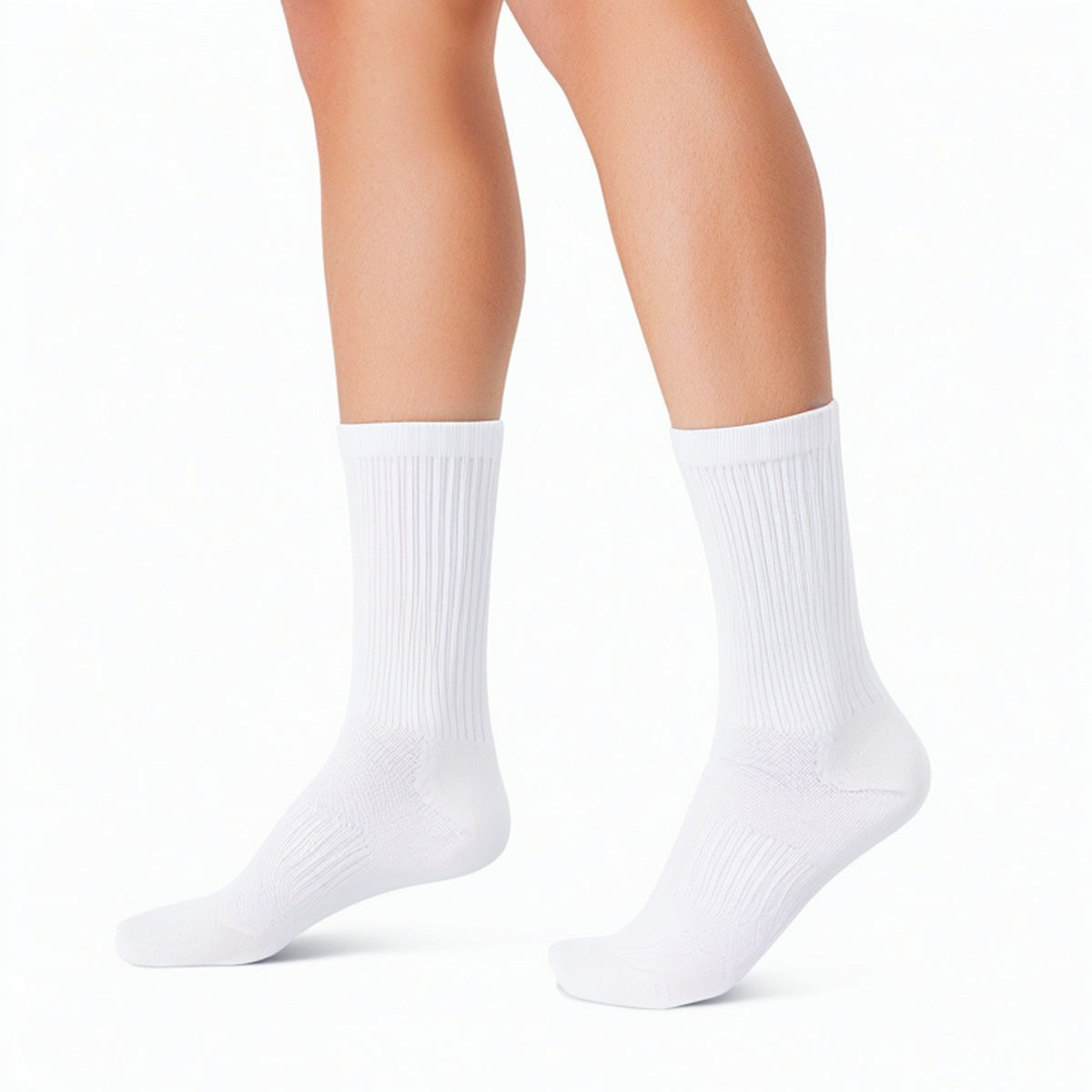 Calcetines deportivos blancos de punto acanalado talla 39-42