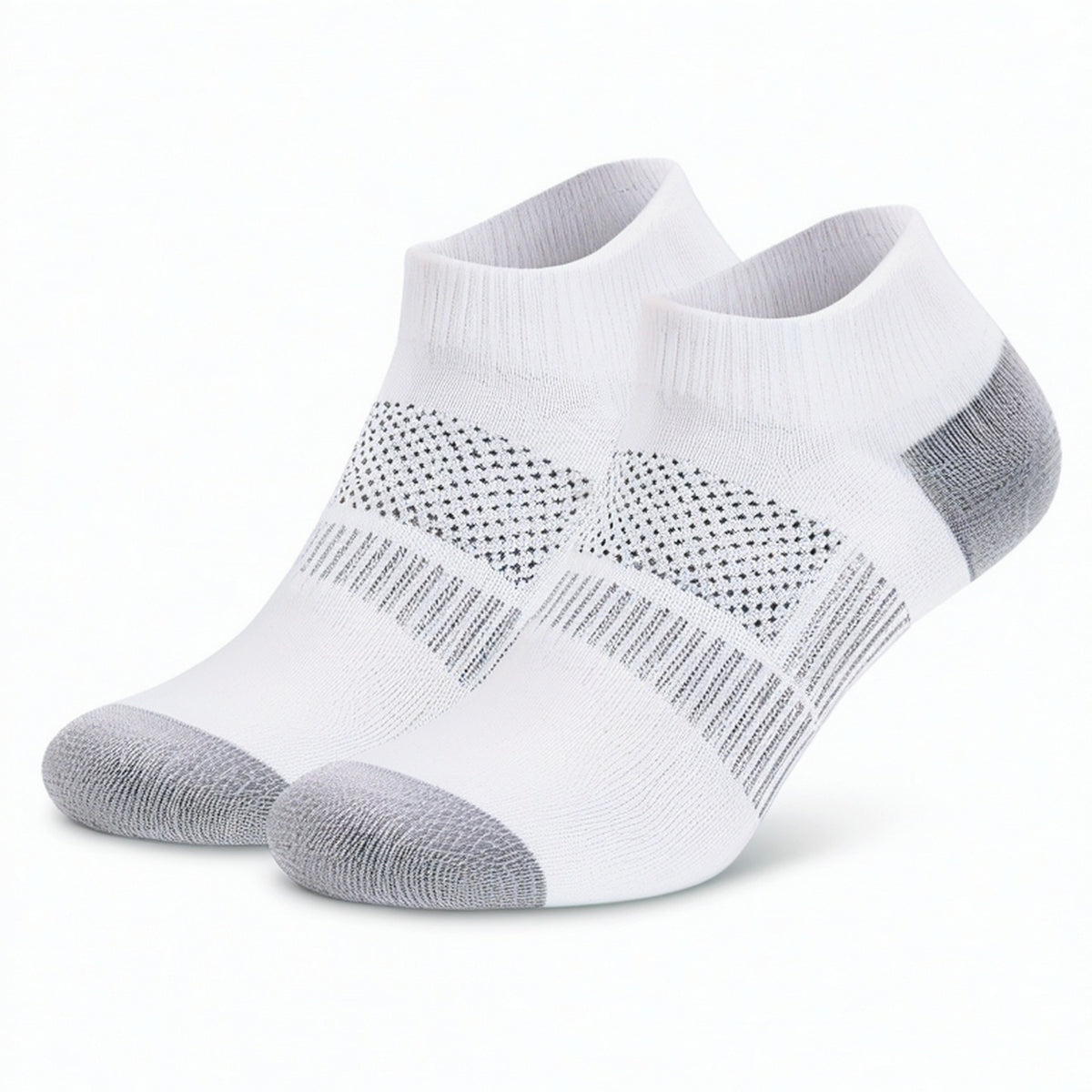 Calcetines tobilleros talla 39-42 blancos y grises de punto transpirable para deporte