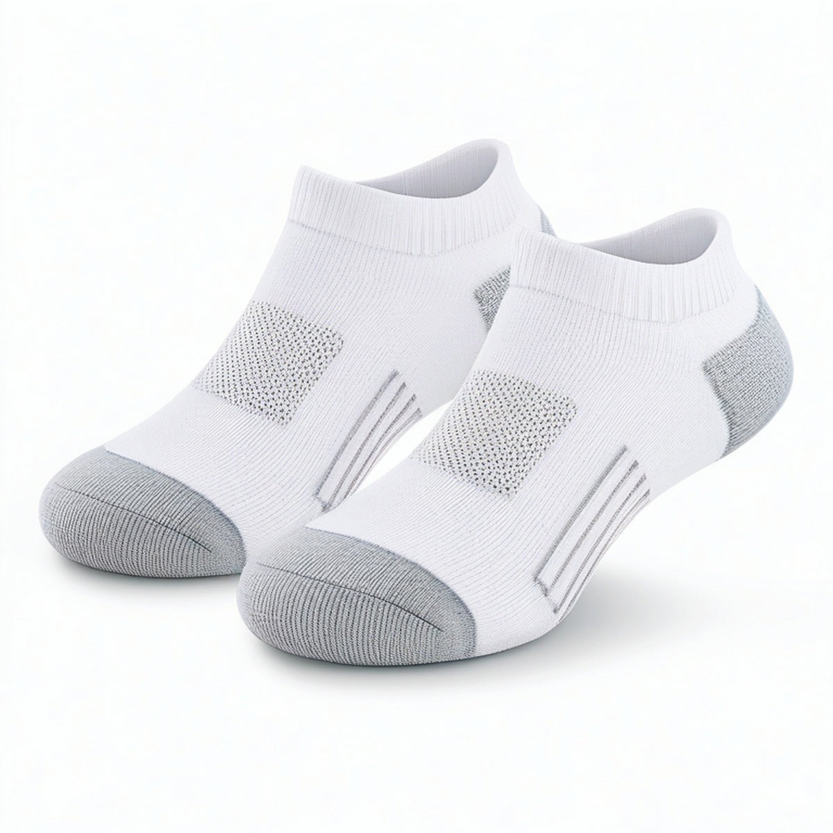 Calcetines tobilleros 43-46 de punto blanco/gris con paneles transpirables deportivos