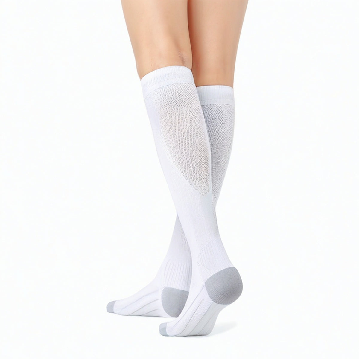 Calcetines altos 35-38 de punto blanco y gris transpirables