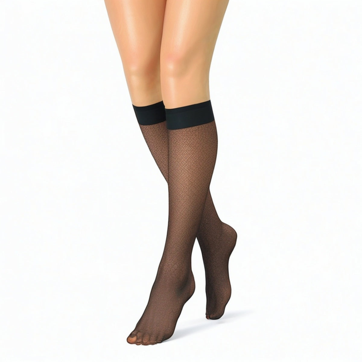 Calcetines hasta la rodilla talla 39-42 de punto semitransparente negro estilo clásico