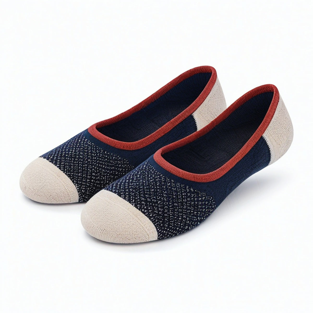 Calcetines invisibles talla 43-46 de punto azul marino beige y rojo estilo casual