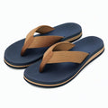 Chanclas talla 42/43 con tira textil marrón y suela azul marino para verano