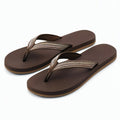 Chanclas de dedo talla 42/43 marrón con tiras textiles estampadas para verano