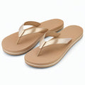 Chanclas de dedo 42/43 beige con tiras sintéticas metalizadas - suela ligera antideslizante