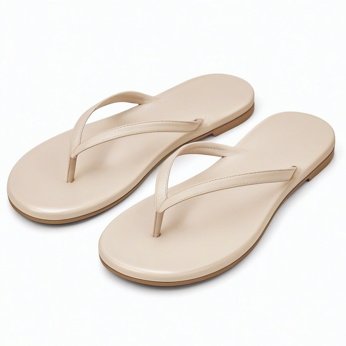 Chanclas de dedo talla 36/37 en material sintético beige de estilo minimalista