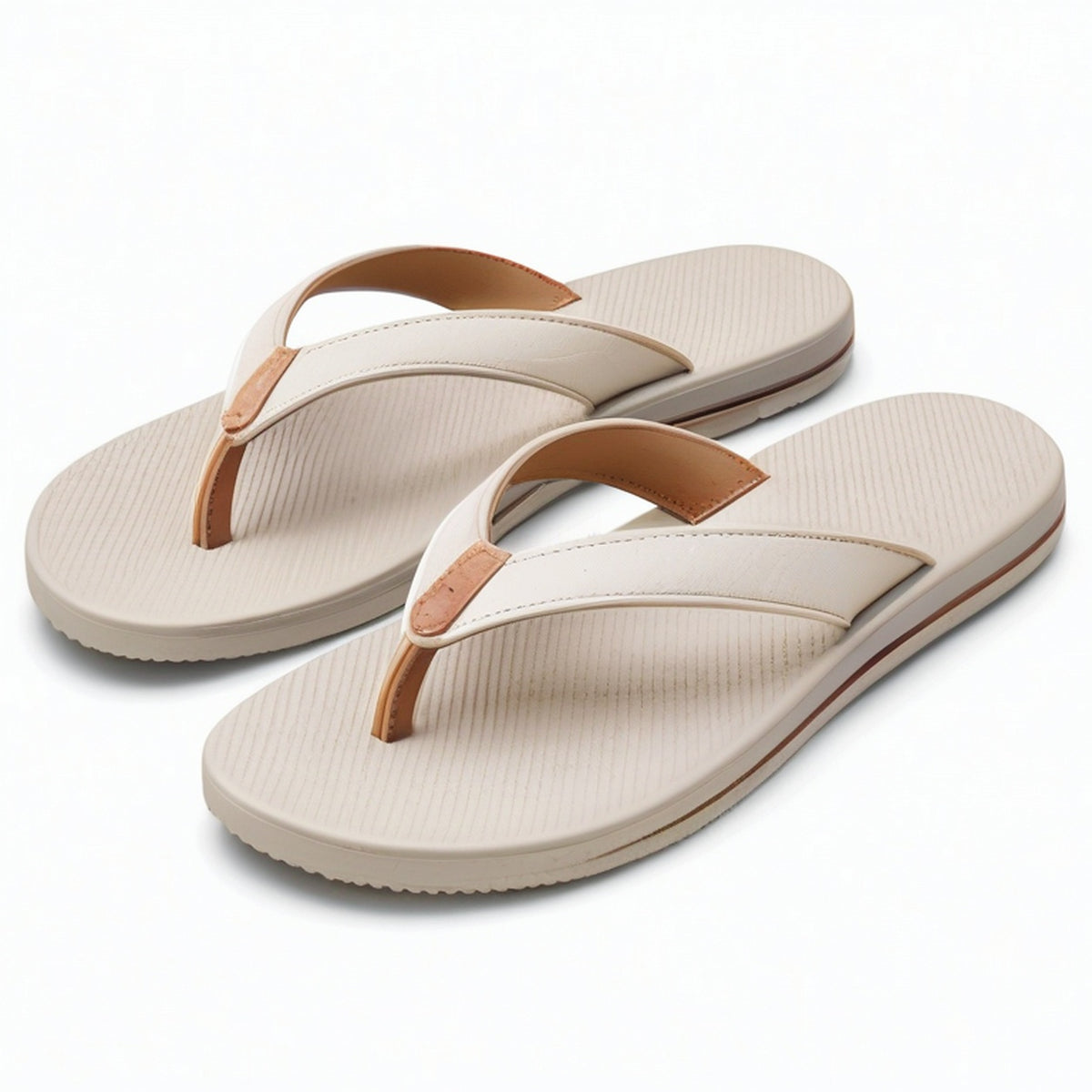 Chanclas 38/39 beige/camel de material sintético con suela texturizada para verano