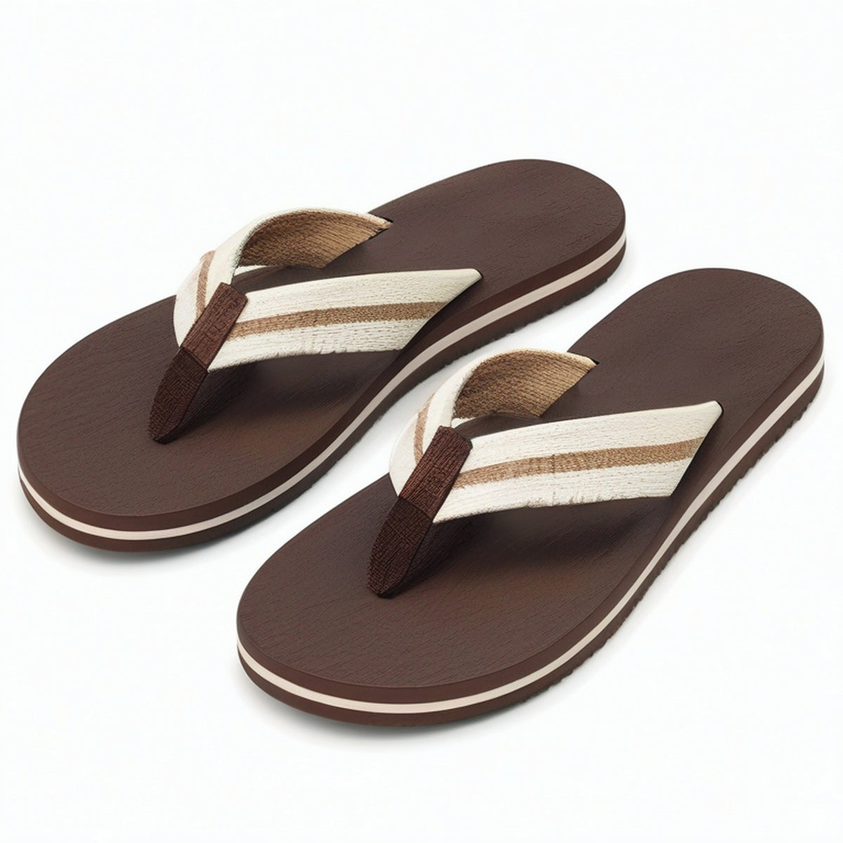 Chanclas 38/39 marrón de material sintético con tiras textiles para verano