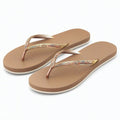 Chanclas 42/43 de espuma sintética marrón con tiras brillantes para verano
