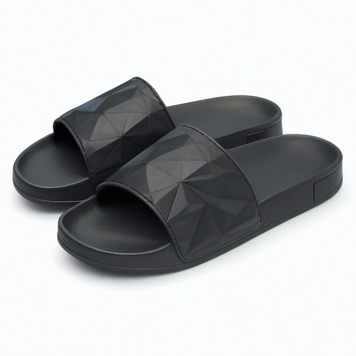 Chanclas talla 40/41 negras de material sintético con pala geométrica para uso diario