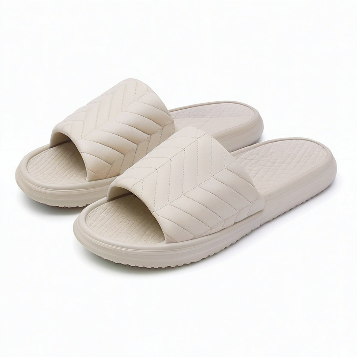 Chanclas tipo pala talla 40/41 de material sintético beige con plantilla texturizada para uso diario