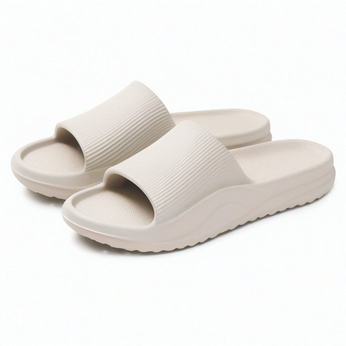 Chanclas talla 40/41 de material sintético beige con suela antideslizante