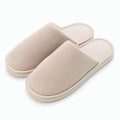 Zapatillas de casa talla 40/41 de tejido acanalado beige con forro suave y suela antideslizante